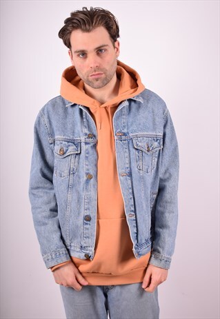 WAMPUM MENS VINTAGE DENIM JACKET MEDIUM BLUE 90S