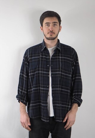 VINTAGE DARK BLUE CHECKED SHIRT