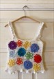 HANDMADE RECYCLED CROCHET MULTI FLOWER COLORFUL BLOUSE TOP