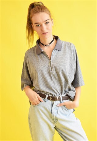 90'S RETRO MONOCHROME STRIPED OVERSIZED DADS T-SHIRT TEE