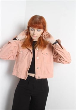 Vintage Y2K Cropped Denim Jacket Pink