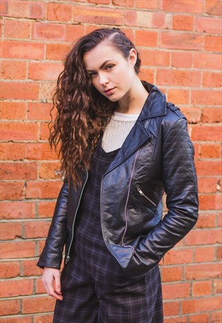 SOFT LAMBSKIN LEATHER BIKER JACKET (QUILTED ARM)