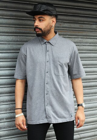 TOMMY JEANS GREY BOTTON UP T-SHIRT