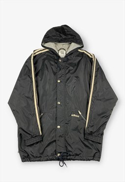 Vintage 90s Adidas Hooded Parka Jacket Black Large BV17964