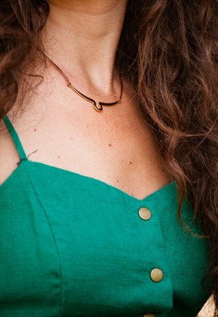 GOLD NECKLACE, BROWN CORD NECKLACE WITH ABSTRACT PENDANT