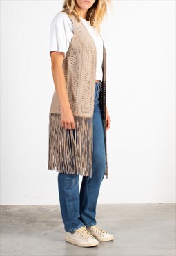 Women's Scully Turtledove Perforated Fringes Vest
