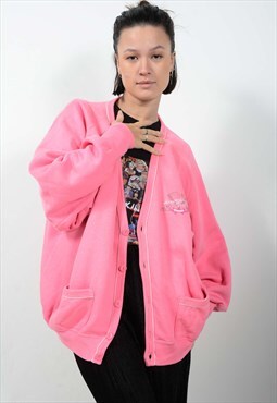 Vintage 90s Cardigan Pink Unisex Size L 
