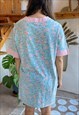 VINTAGE 90'S FLORAL AND PINK T-SHIRT DRESS - M