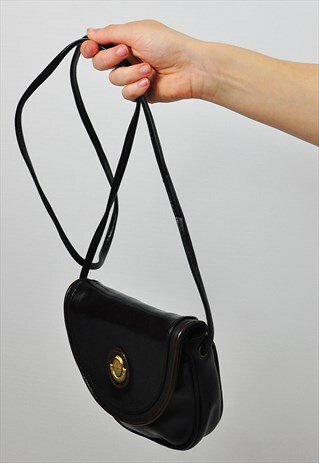 VINTAGE BLACK LEATHER JANE SHILTON SHOULDER / CROSSBODY BAG