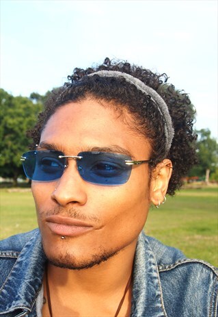 BLUE LENS 90S STYLE FRAMELESS SUNGLASSES