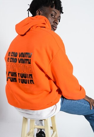 UNISEX HOODIE IN ORANGE WITH REPEAT LOGO