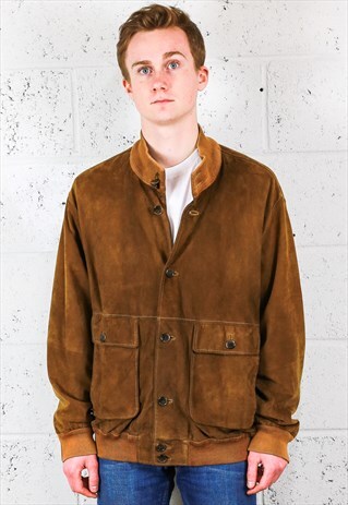 FUDGE BROWN SUEDE BOMBER JACKET