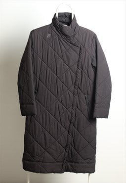 Vintage Adidas Quilted Padded Long Slim Coat Black Size M