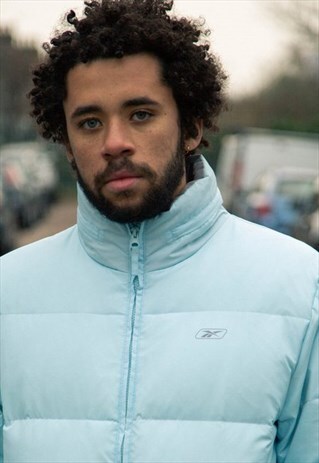 REEBOK PUFFER JACKET IN A VIBRANT BABY BLUE COLOURWAY