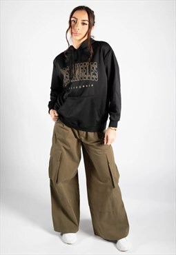JUSTYOUROUTFIT Black 'Los Angeles' Graphic Hoodie 