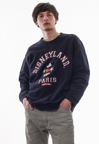 VINTAGE DISNEYLAND DISNEY CREW NECK 90S NAVY BLUE