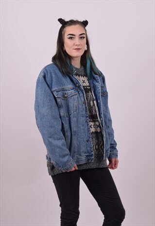 VINTAGE 80'S TRUCKER OVERSIZED DENIM JACKET LARGE UNISEX