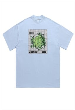 Vortex t-shirt science geek tee retro raver top pastel blue