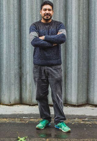 GREY & BLUE COLOUR BLOCK JUMPER