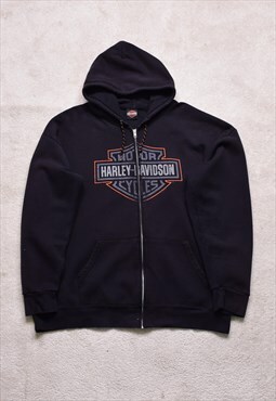 Vintage Harley Davidson Black Zip Hooded Jacket
