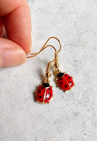 MINI ENAMEL LADYBIRD EARRINGS