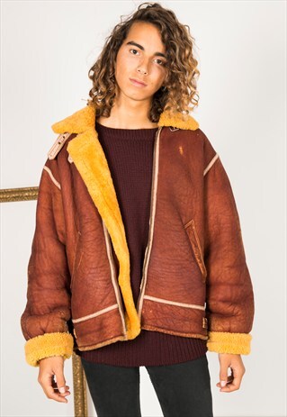 VINTAGE 80S AVIATOR LEATHER JACKET / R013