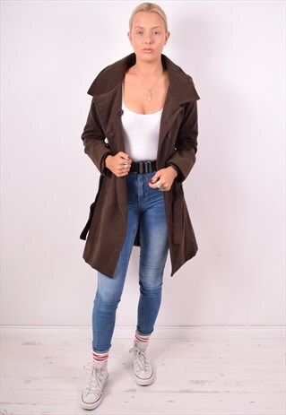 CALVIN KLEIN WOMENS VINTAGE COAT MEDIUM BROWN 90S