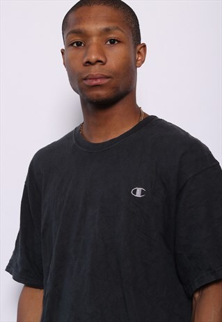 VINTAGE CHAMPION CHEST LOGO T-SHIRT BLACK