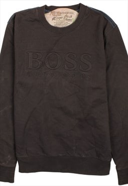 Vintage 90's HUGO BOSS Sweatshirt Spellout Crew Neck Black