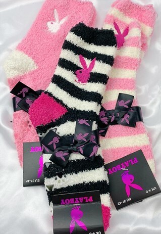 PLAYBOY DEADSTOCK COSY SOFT SOCKS / 00S Y2K PINK