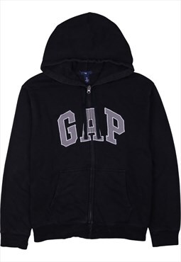 Vintage 90's Gap Hoodie Spellout Full Zip Up Black Large
