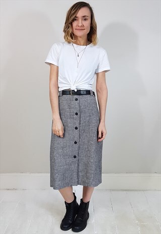 VINTAGE 90'S BLACK AND WHITE DOGTOOTH BUTTON DOWN SKIRT