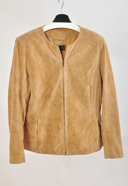 Vintage 00s suede leather jacket in beige
