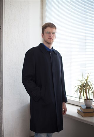 VINTAGE 60'S NAVY/BLACK WOOL TEXTURED COAT
