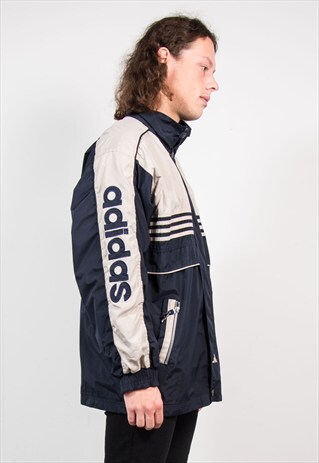 VINTAGE 90'S BLACK ADIDAS WINDBREAKER TRACKSUIT JACKET