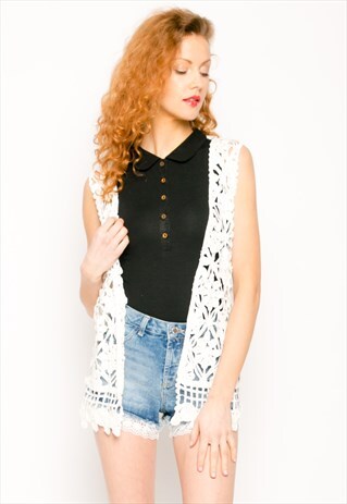 FLORAL PATTERN CROCHET CARDIGAN CY