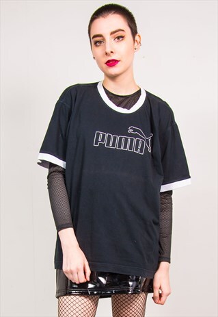 PUMA VINTAGE 90'S BLACK & WHITE RINGER T-SHIRT