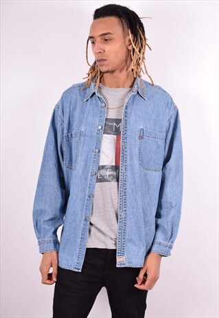 LEVI'S MENS VINTAGE DENIM SHIRT XL BLUE 90'S