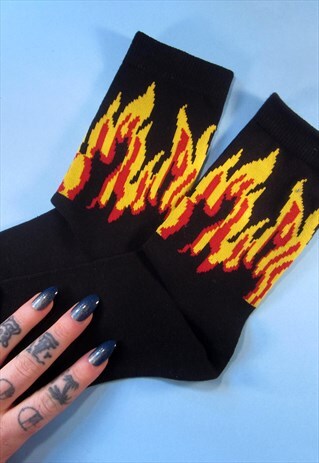 90S Y2K RED FLAME SOCKS