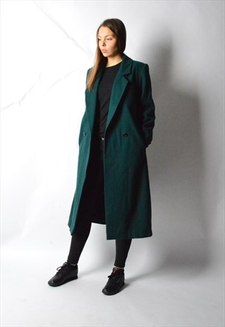 VINTAGE 90S DARK GREEN WOOL COAT
