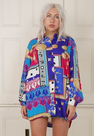 OVERSIZED RETRO 80S FUNKY PATTERN SHIRT
