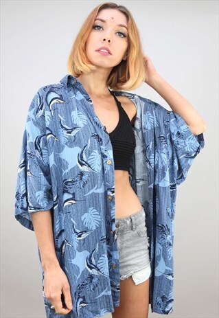 VINTAGE OVERSIZED SHORT SLEEVE PATTERNED SHIRT