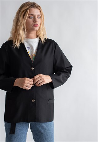 VINTAGE 90S MINIMAL V-NECK BLAZER