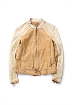 Vintage PRADA Biker Jacket Coat Leather Brown
