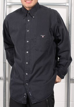 Vintage GANT Shirt in Black Casual Long Sleeve Large