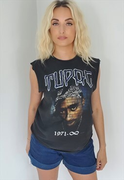 Vintage 90's Tupac Graphic Vest Black M Unisex