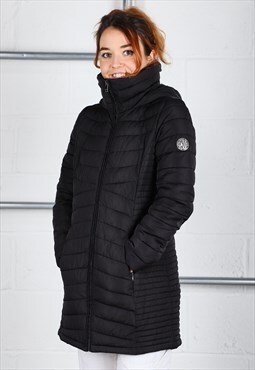 Vintage DKNY Coat in Black Quilted Trench Jacket Small