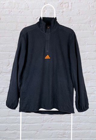 VINTAGE ADIDAS FLEECE 1/4 ZIP BLACK SMALL