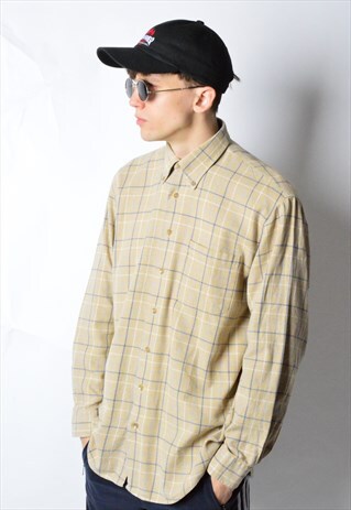 VINTAGE 90S BEIGE CHECK LONG SLEEVE SHIRT