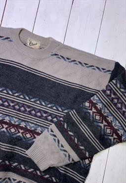 vintage grey 90s grandad knitted jumper 